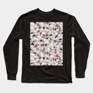 Terrazzo Pattern In Gray Terracotta Black And White Long Sleeve T-Shirt